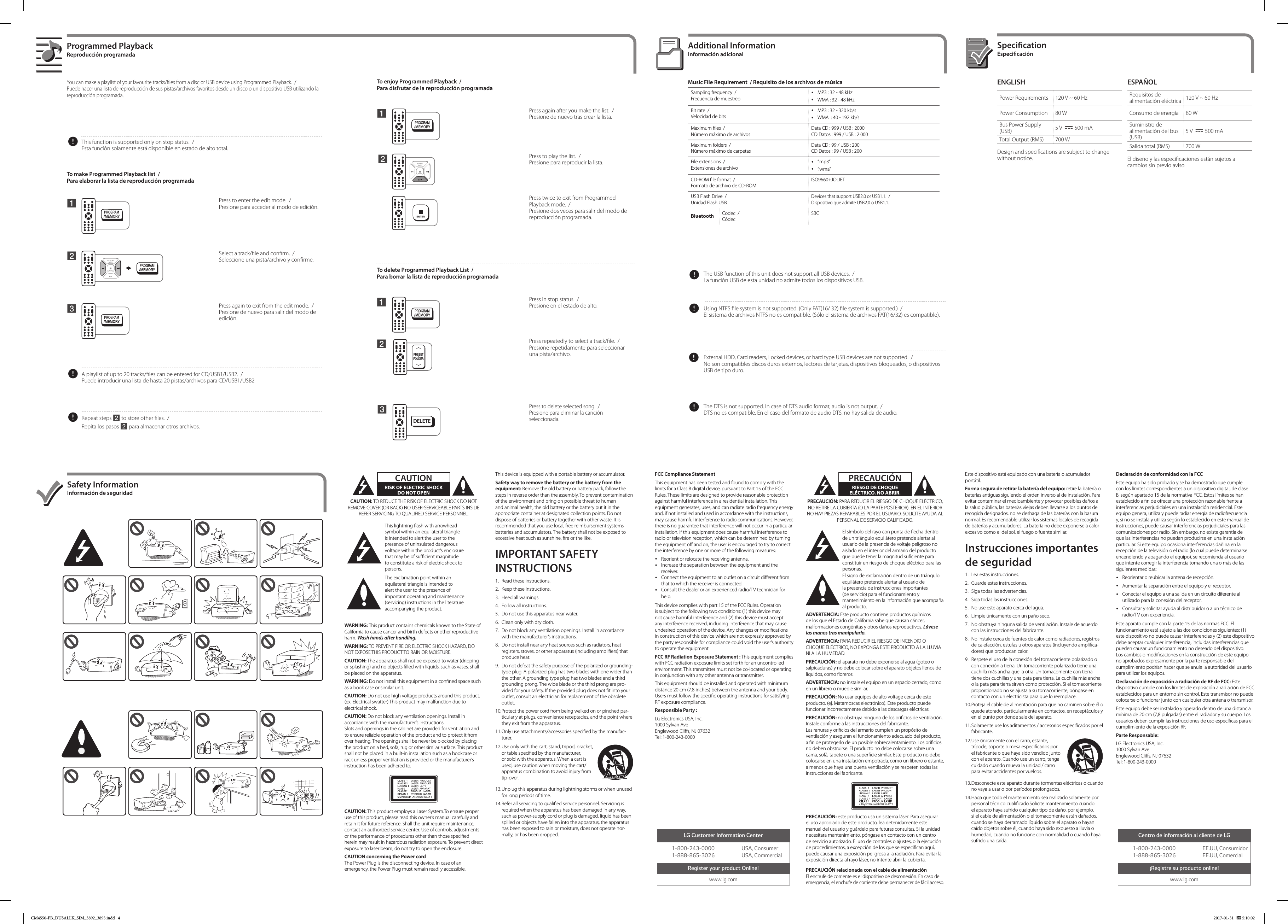 Page 4 of 4 - LG CM4550 User Manual Guide CM4550-FB DUSALLK SIM 3892 3893