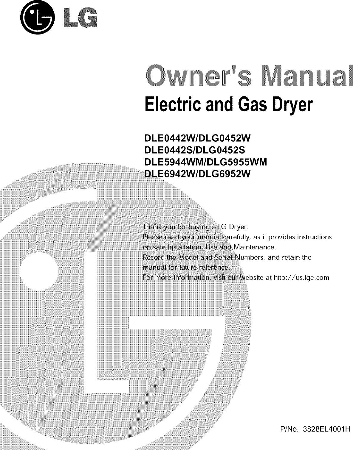 LG DLE0442G User Manual ELECTRIC DRYER Manuals And Guides L0707027