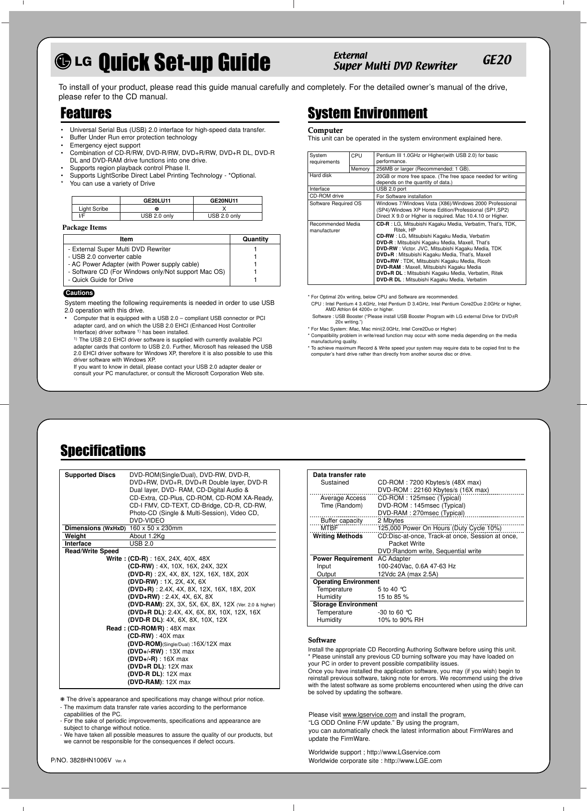 Page 3 of 4 - LG GE20LU11 GE20_QSG_1006V User Manual Owner's