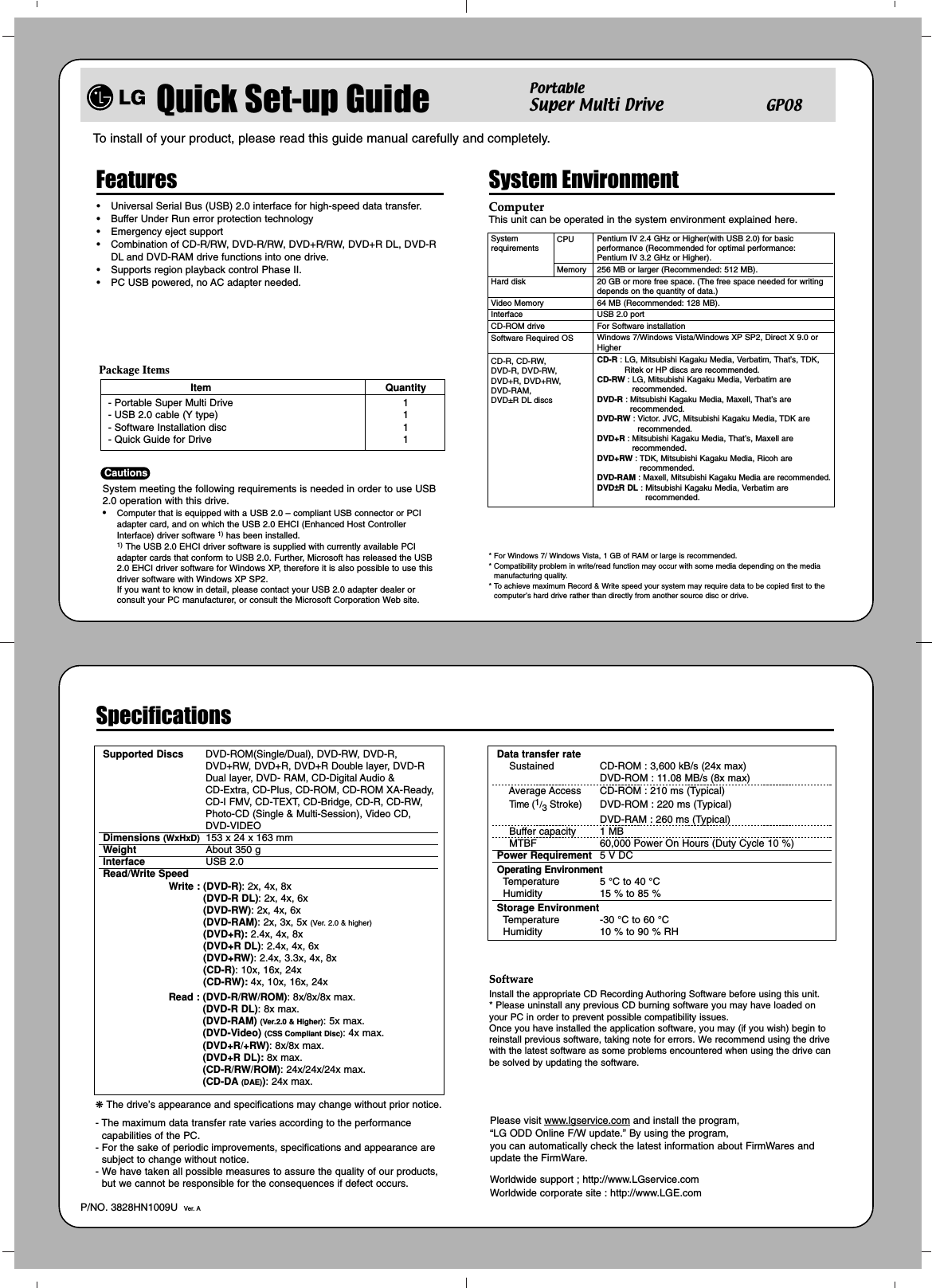 Page 3 of 4 - LG GP08NU6B GP08-QSG-1009U User Manual Owner's GP08NU6BRW