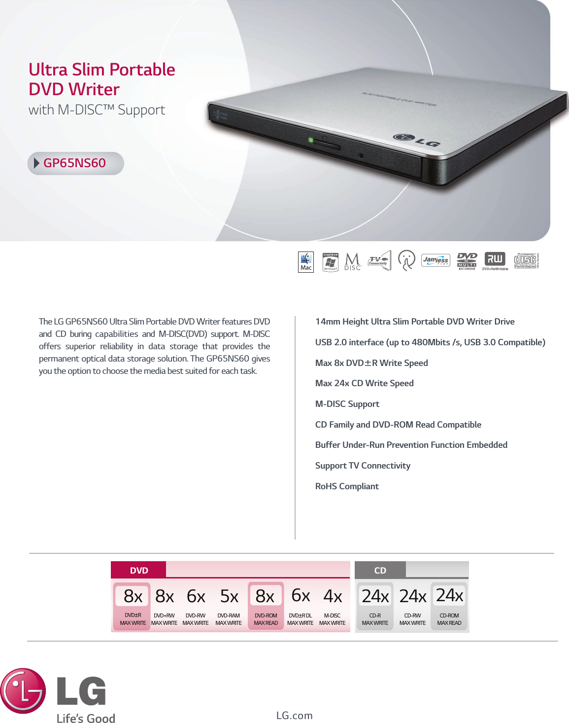 Lg Gp65ns60 User Manual Specification Spec Pr