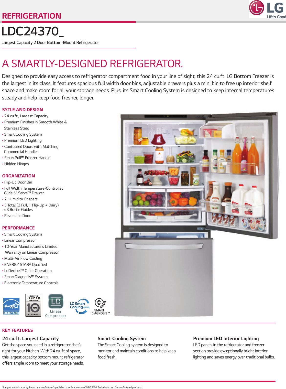 Page 1 of 2 - LG LDC24370SW User Manual Specification LDC24370 Spec Sheet