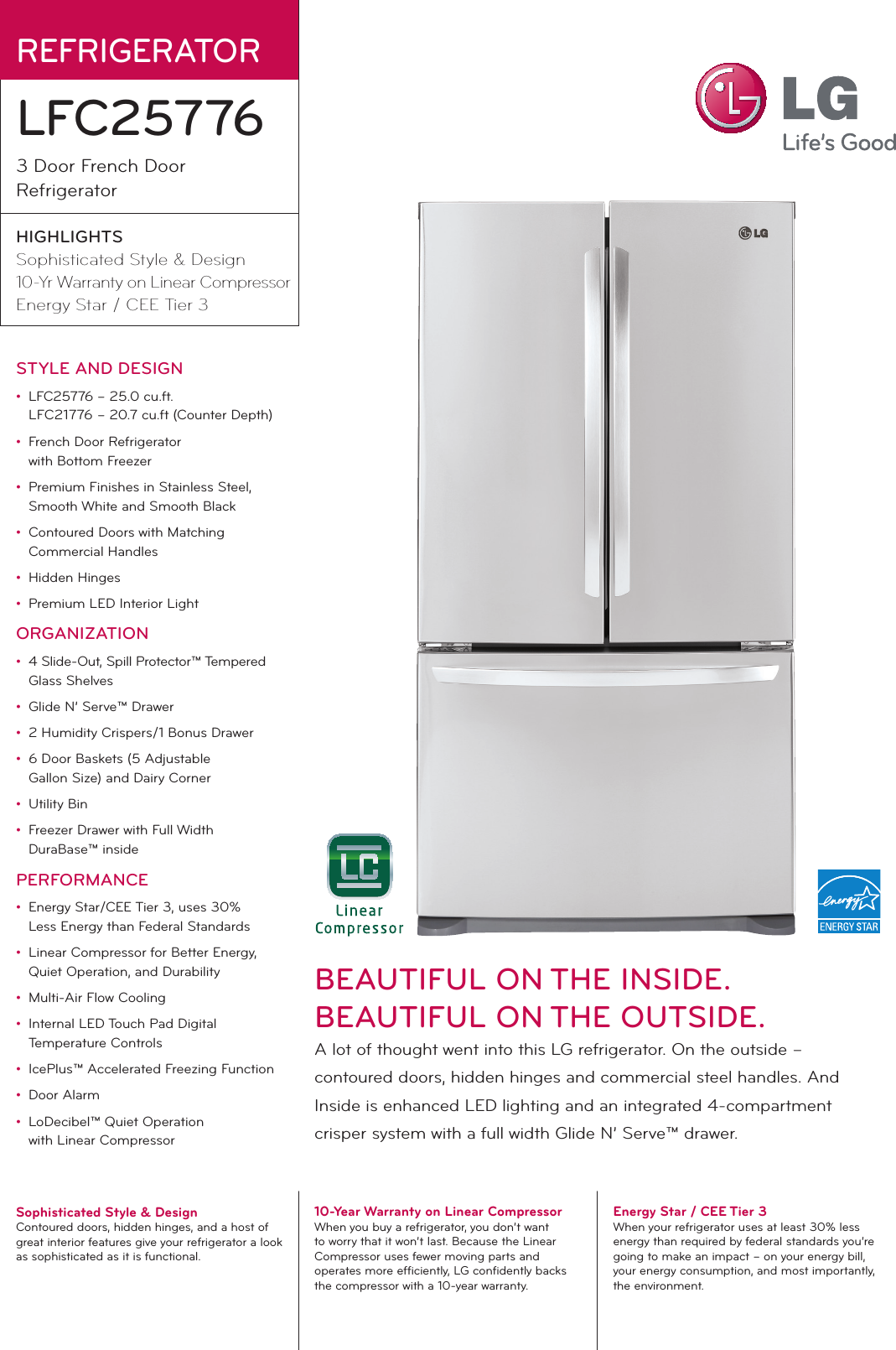 Page 1 of 2 - LG LFC25776SB User Manual Specification LFC25776 21776 Ss