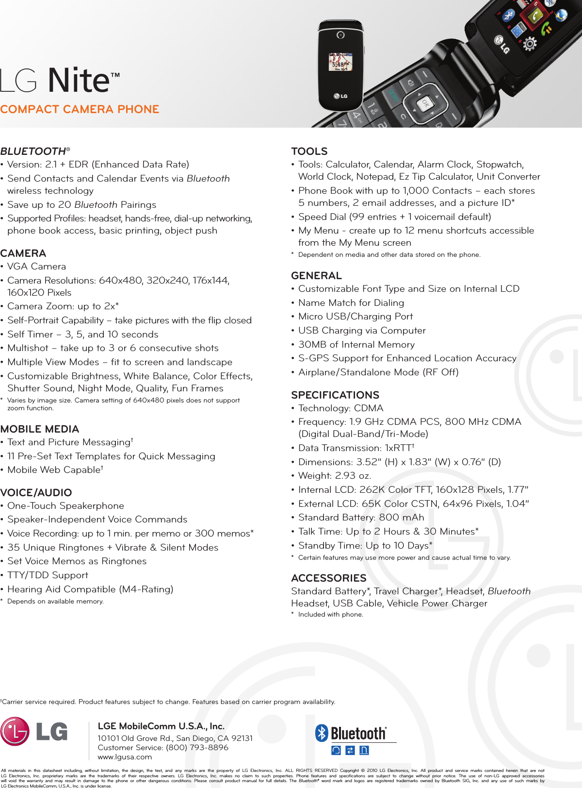 Page 2 of 2 - LG LG230 User Manual Data Sheet Datasheet