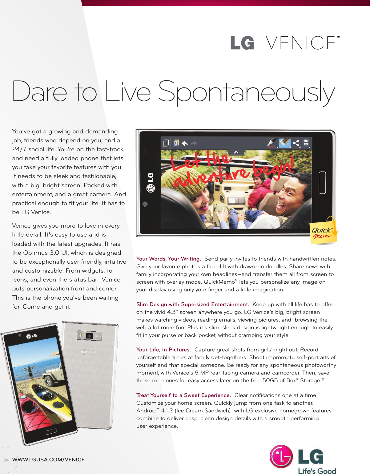 Page 1 of 2 - LG LG730  User Manual Data Sheet E Venice