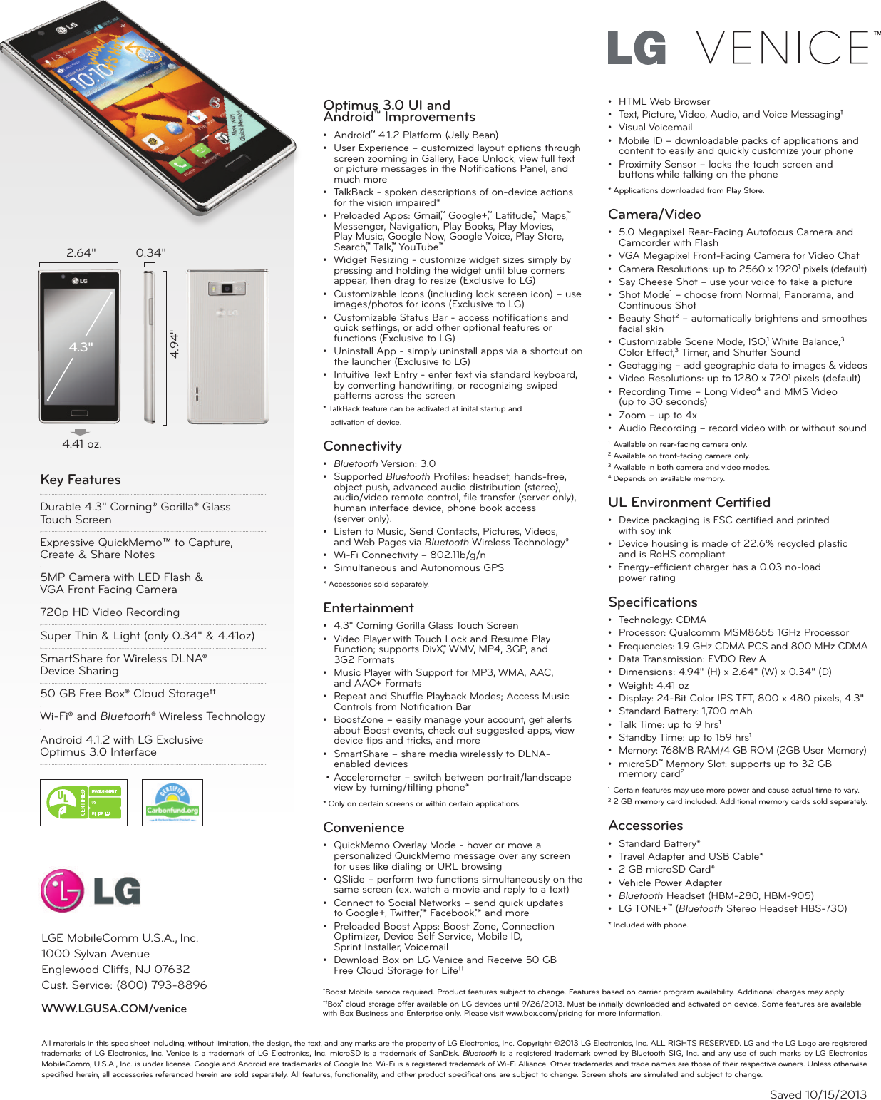 Page 2 of 2 - LG LG730  User Manual Data Sheet E Venice