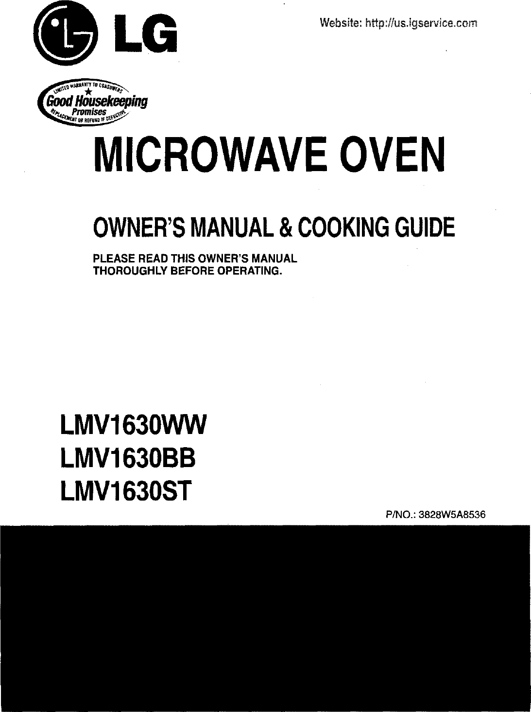 LG LMV1630BB User Manual MICROWAVE Manuals And Guides L0603260