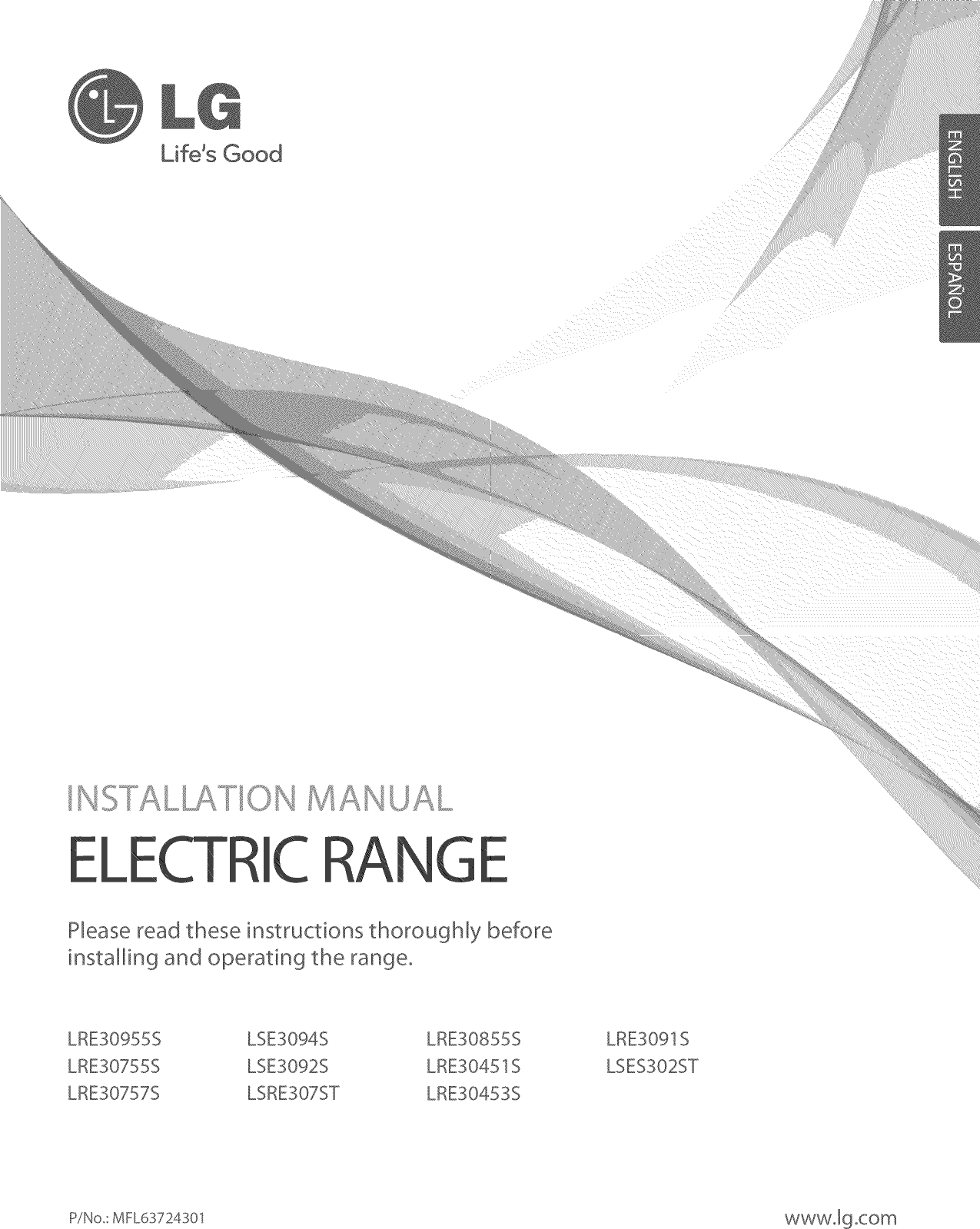 Page 1 of 11 - LG LRE30453ST/01 1604182L User Manual  ELECTRIC RANGE - Manuals And Guides