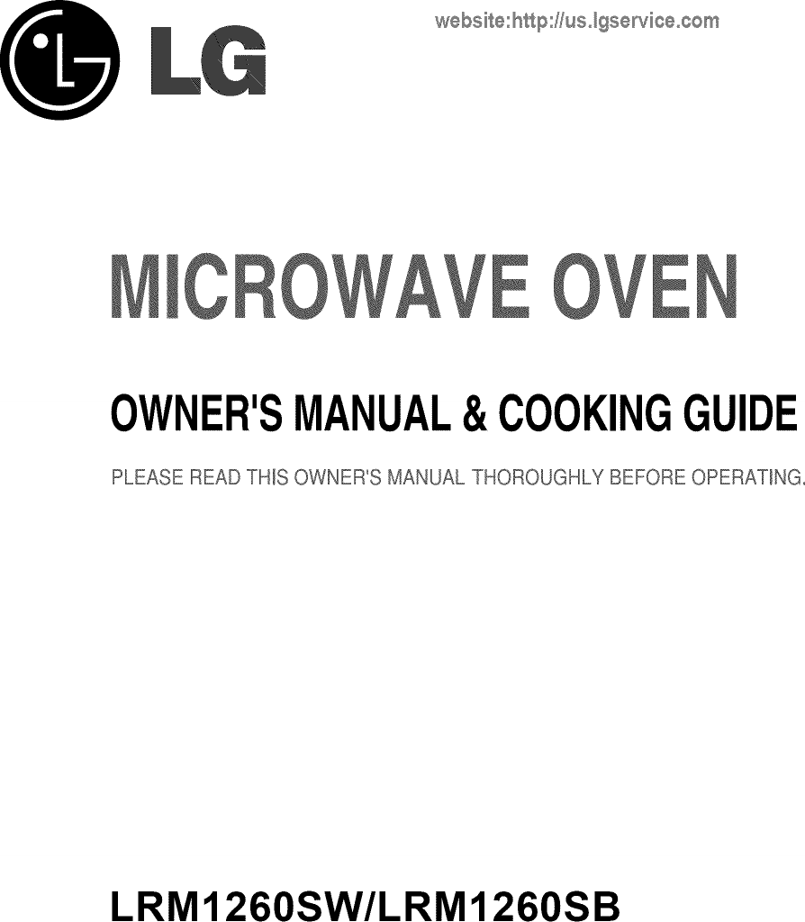 LG LRM1260SW User Manual MICROWAVE OVEN Manuals And Guides L1005285