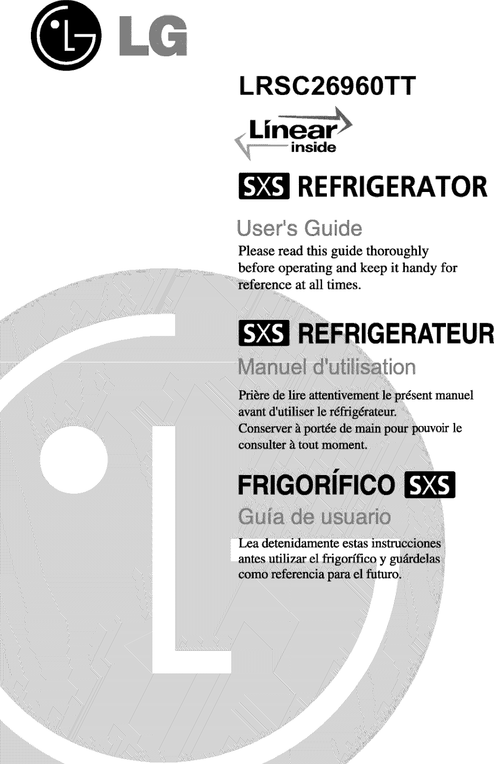 LG LRSC26910SW User Manual SXS REFRIGERATOR Manuals And Guides L1004197
