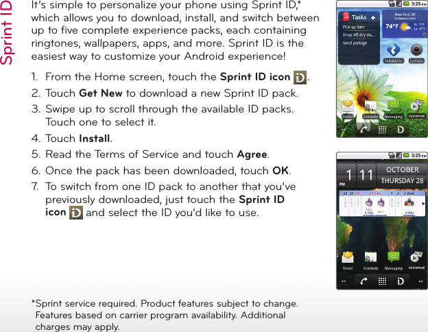 Page 4 of 10 - LG LS670 Purple User Manual Quick Start Guide Optimus S QSG