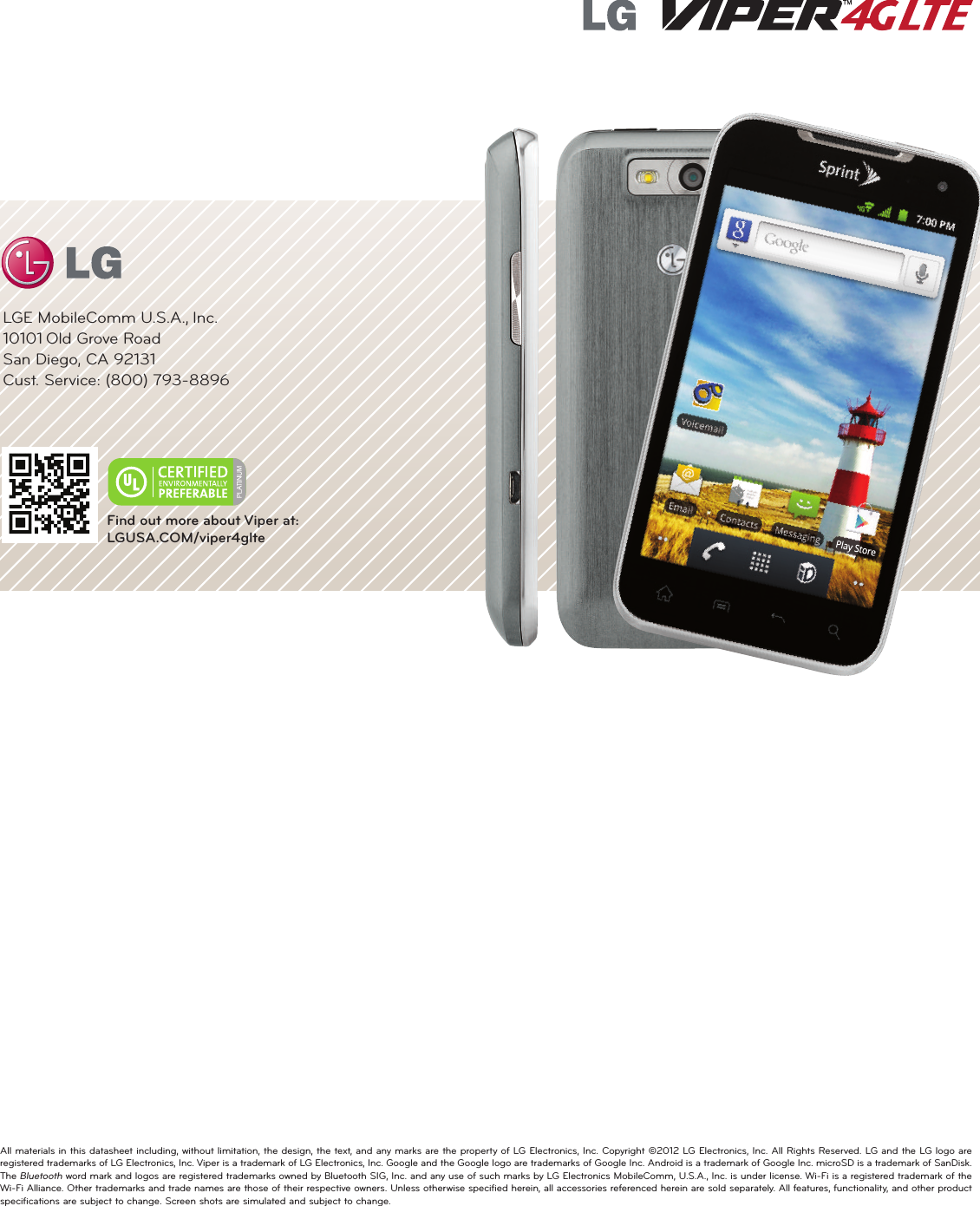 Page 3 of 3 - LG LS840 E User Manual Data Sheet Datasheet Viper 4pg