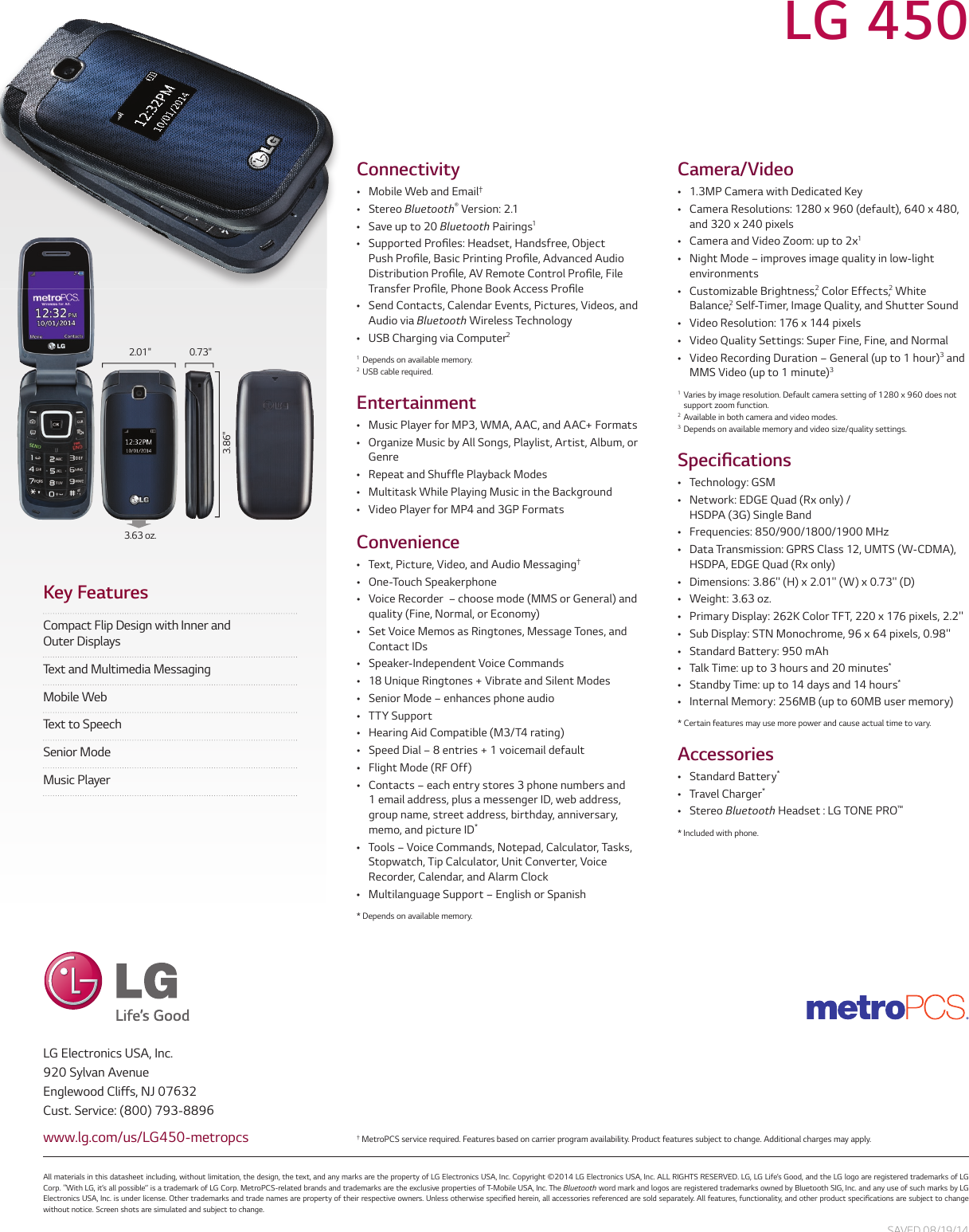 Page 2 of 2 - LG MS450 Datasheet_LG_MS450_MetroPCS User Manual Data Sheet 450 Datasheet (English)