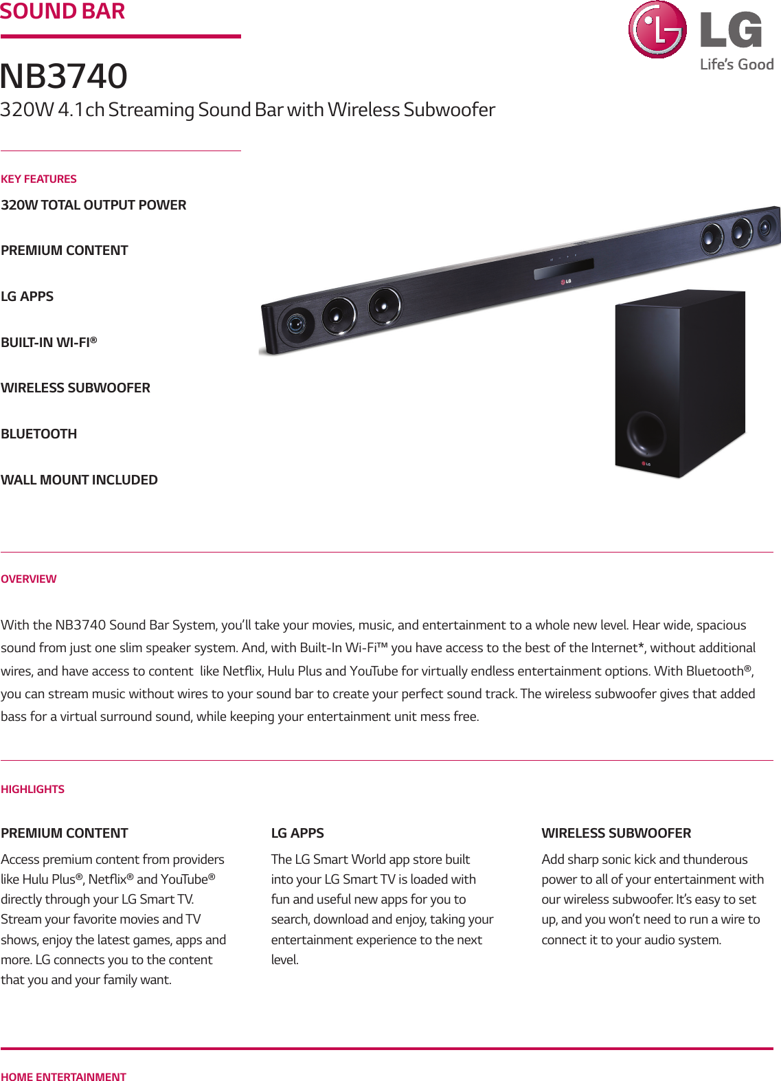 lg sound bar nb3740