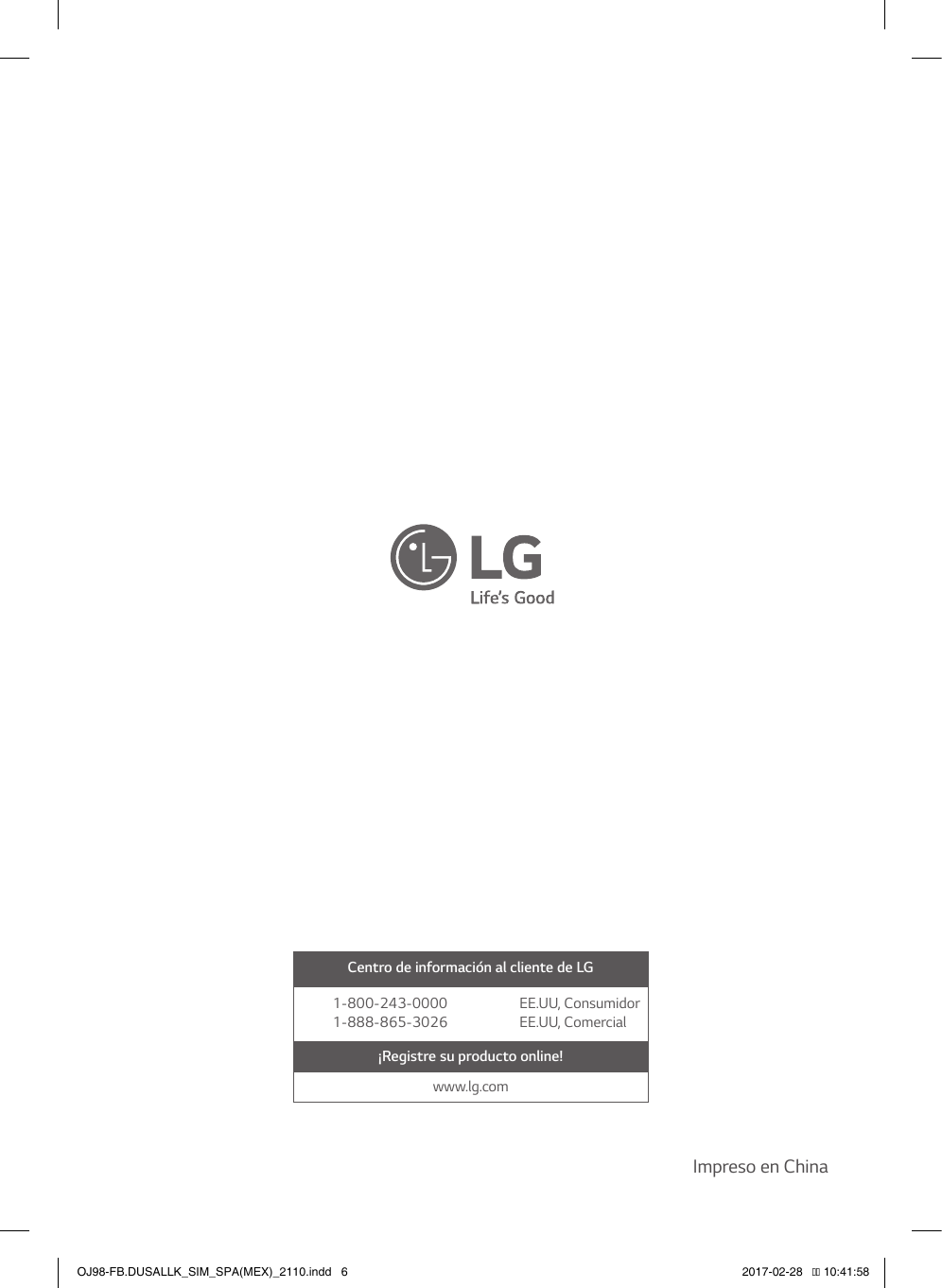 Page 6 of 6 - LG OJ98 User Manual Guide OJ98-FB.DUSALLK SIMPLE SPA MFL69712110