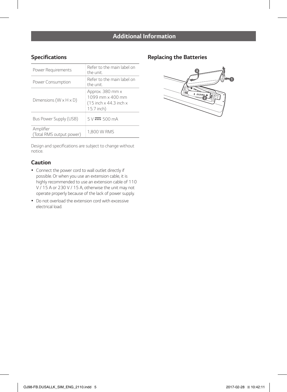 Page 5 of 6 - LG OJ98 User Manual Guide OJ98-FB.DUSALLK SIMPLE ENG MFL69712110