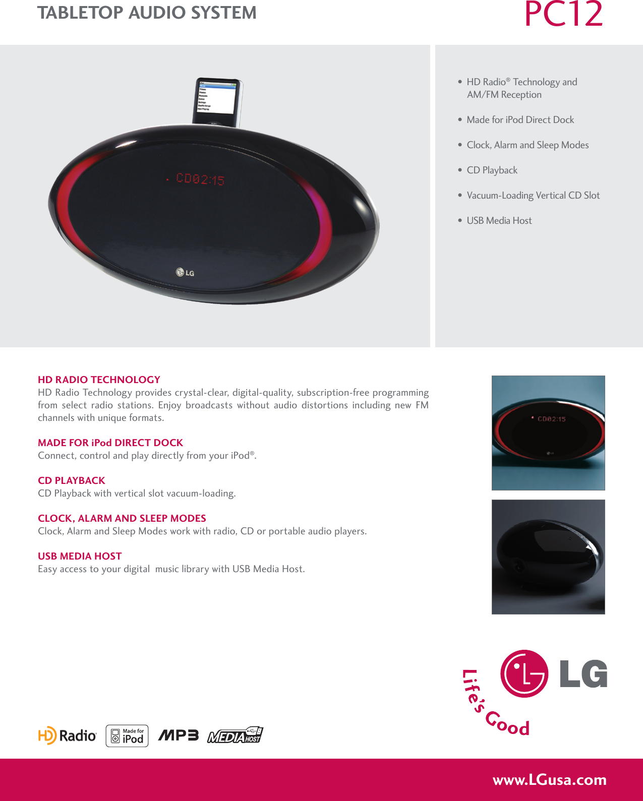 Page 1 of 2 - LG PC12 User Manual Specification H Spec Sheet