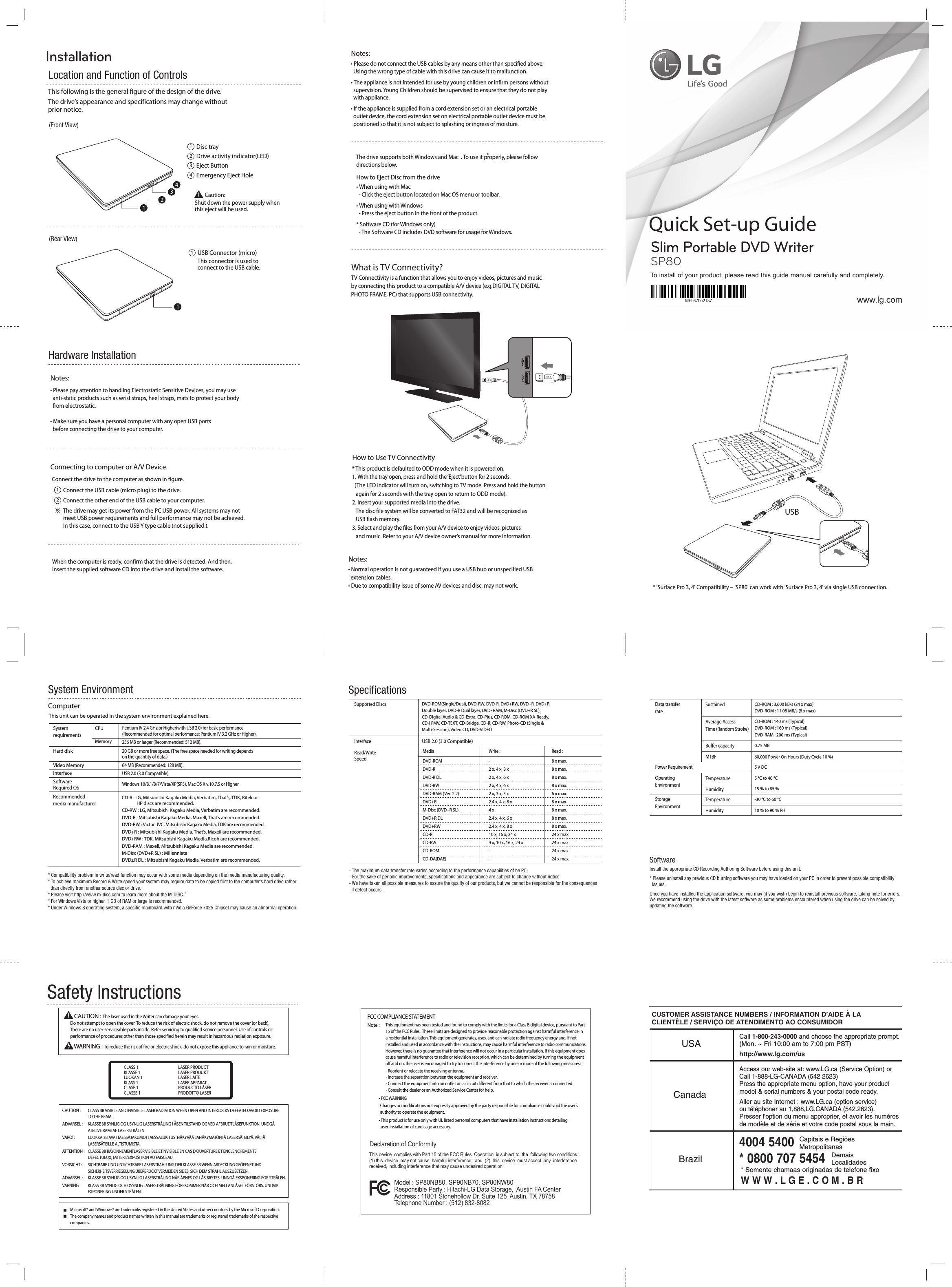 Page 1 of 1 - LG SP80NB80 SP80_QSG_MFL67902187 User Manual Owner's SP80 QSG MFL67902187