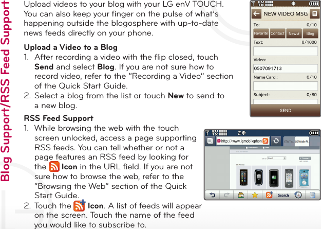 Page 8 of 12 - LG VX11000 User Manual Quick Start Guide En VTouch QSG