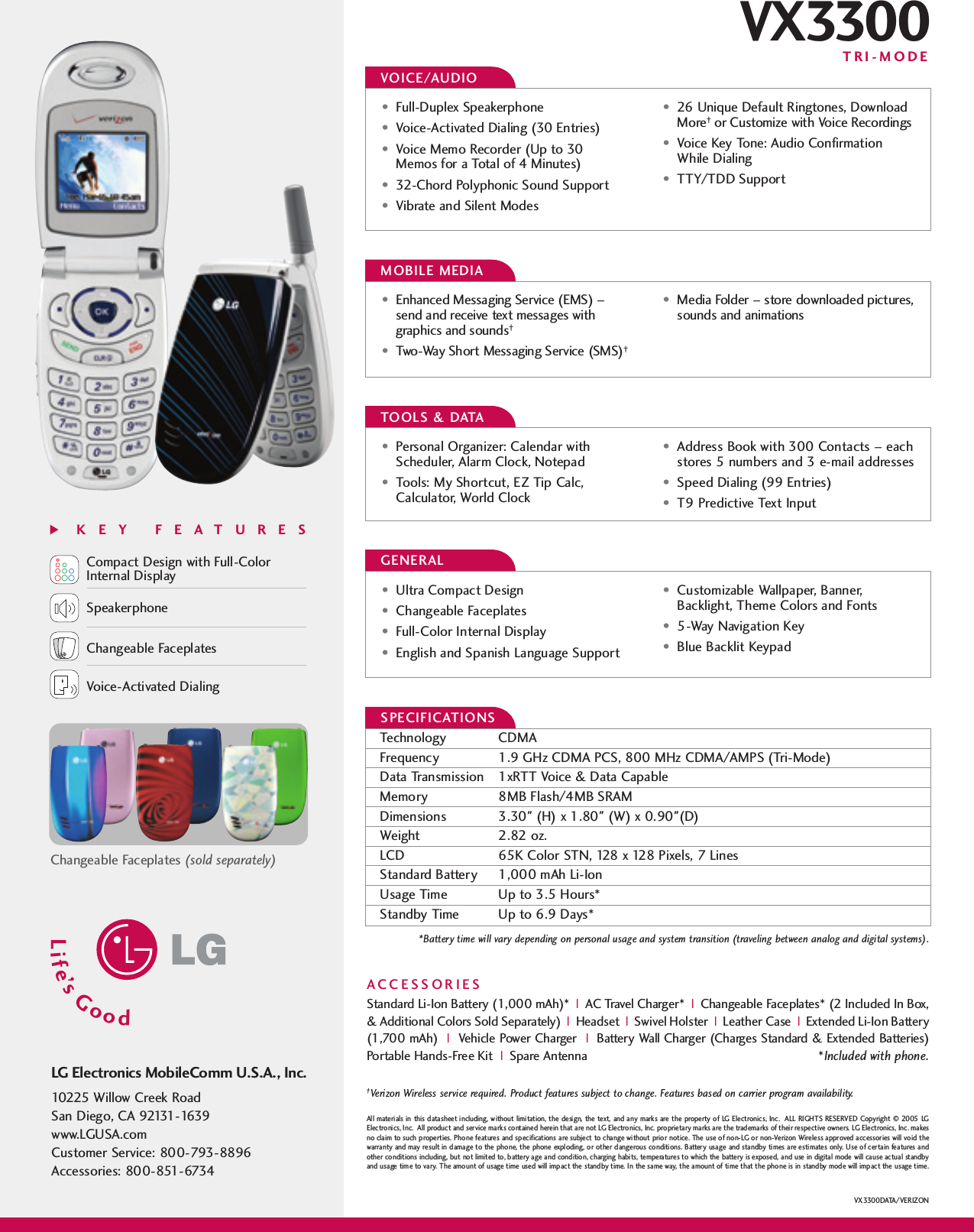 Page 2 of 2 - LG VX3300 VX3300_DataSheet User Manual Data Sheet Datasheet