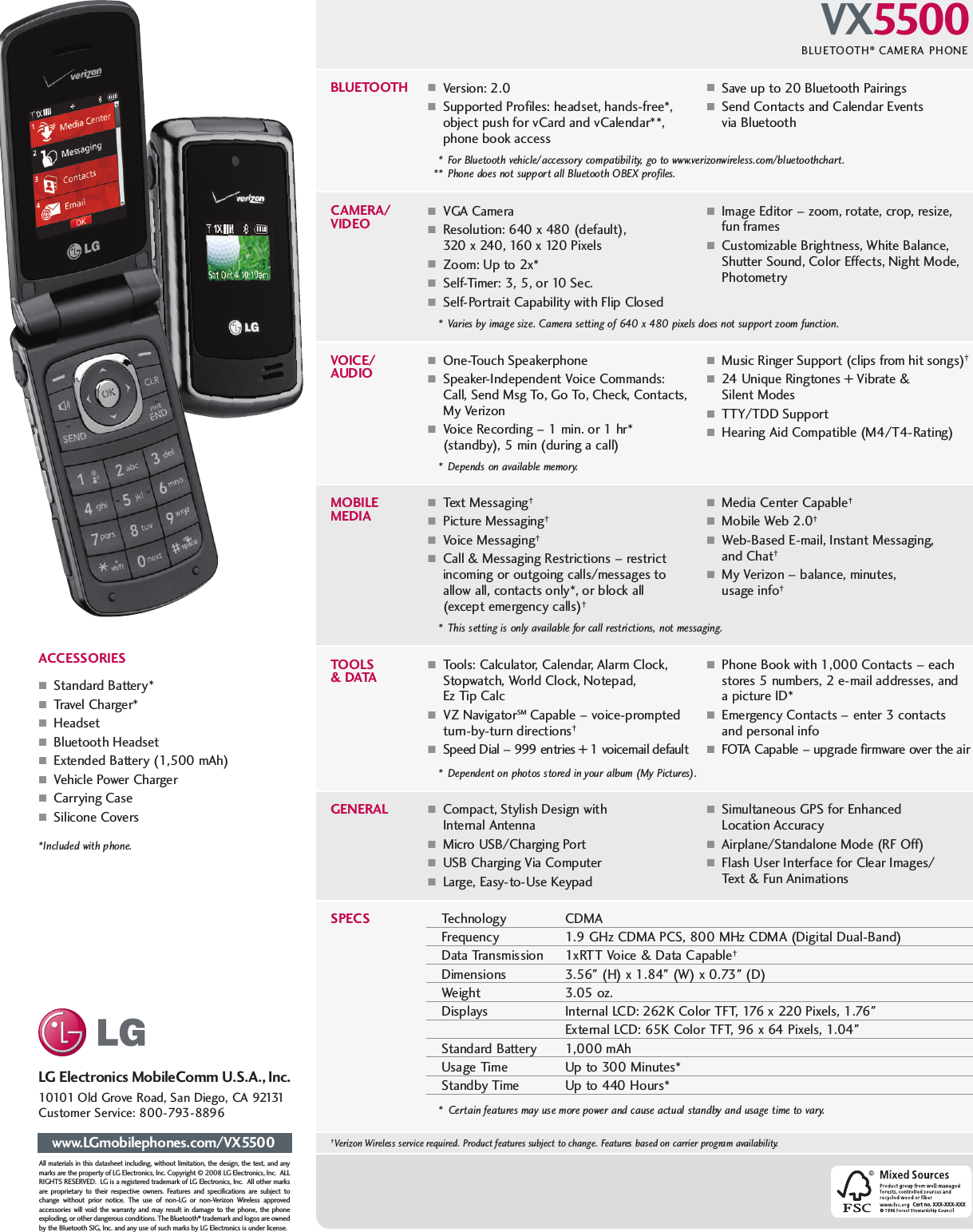 Page 2 of 2 - LG VX5500 DataSheet_VX5500_LG User Manual Data Sheet Datasheet
