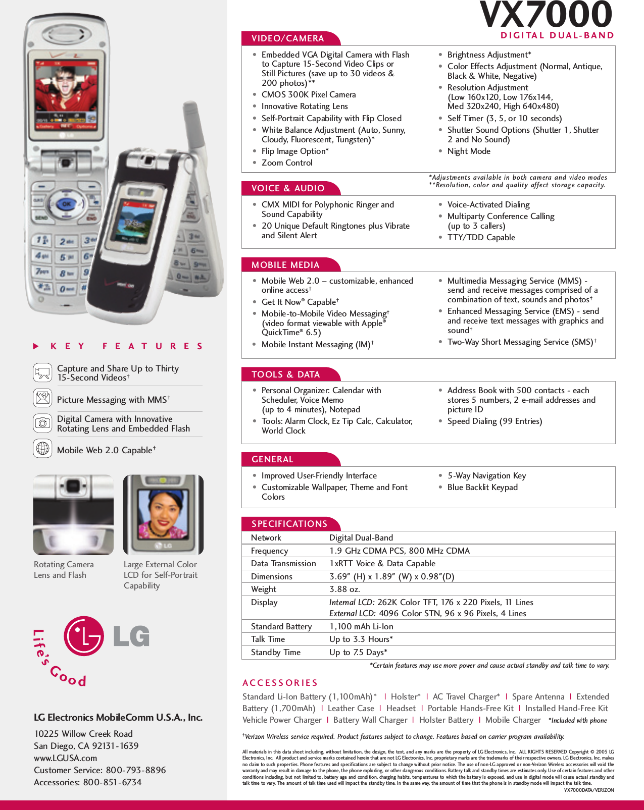 Page 2 of 2 - LG VX7000 VX7000BK_DataSheet User Manual Data Sheet VX7000BK Datasheet
