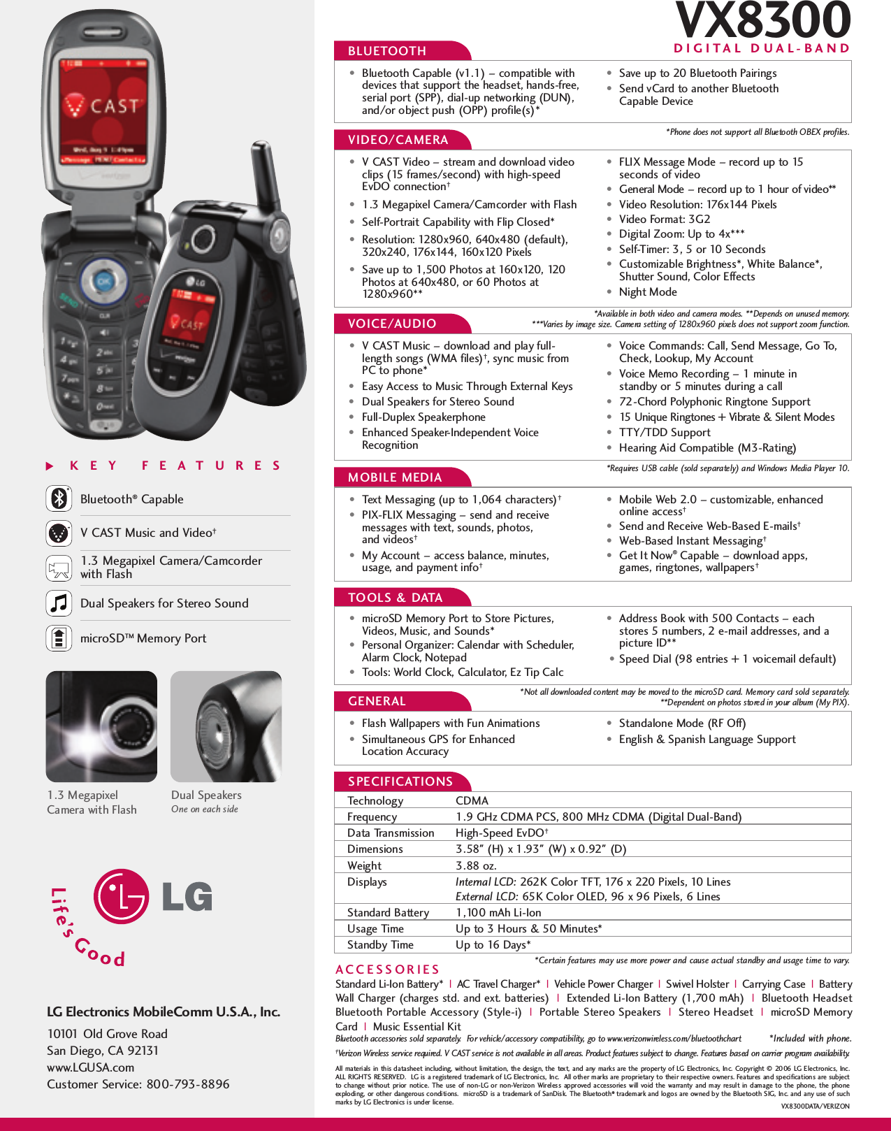 Page 2 of 2 - LG VX8300 VX8300_DataSheet User Manual Data Sheet Datasheet