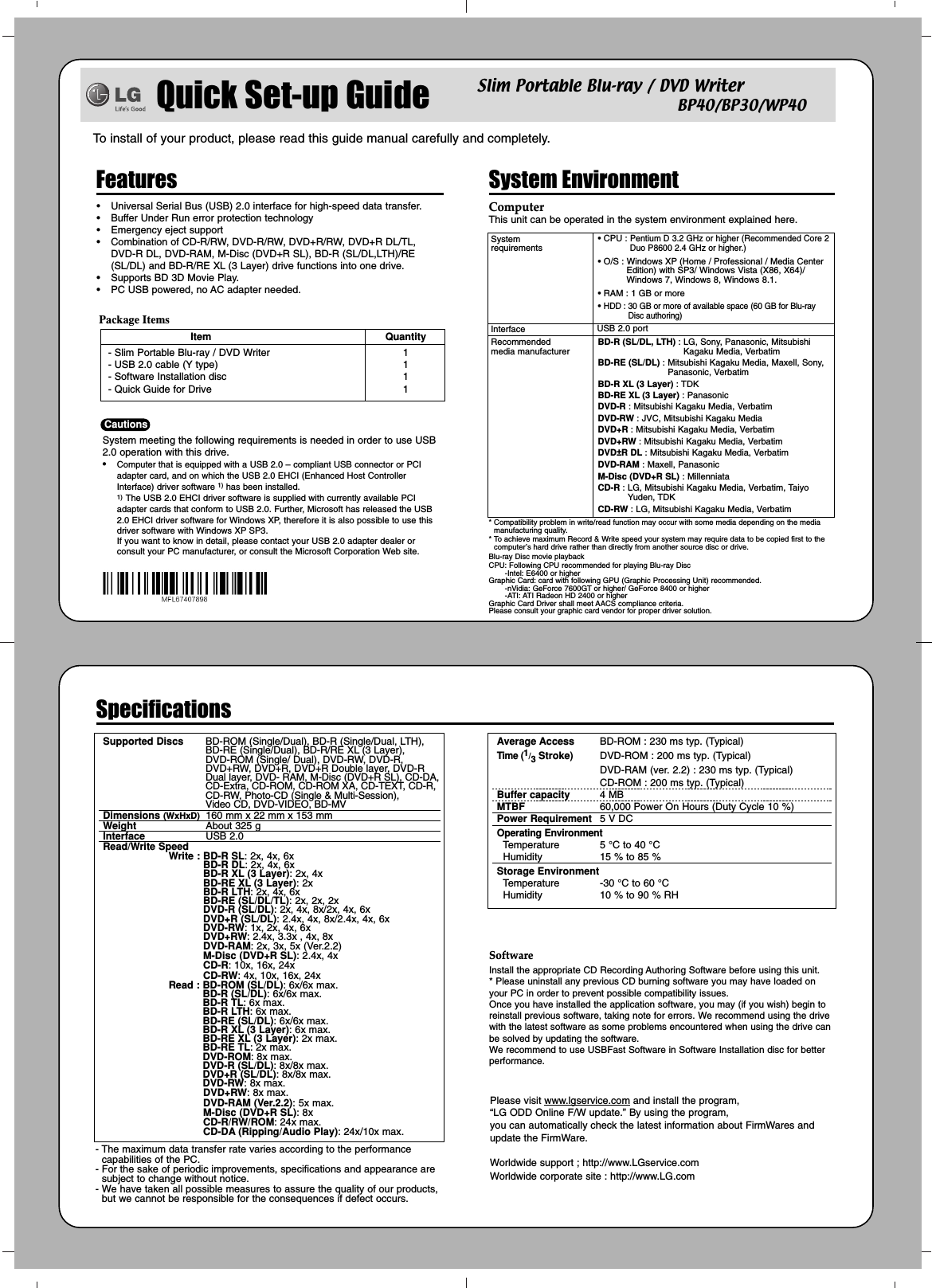 Page 3 of 4 - LG WP40NB30 BP40-QSG-7898 User Manual Owner's