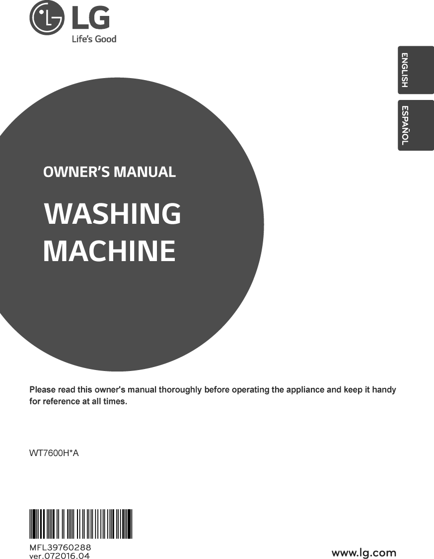LG WT7600HKA User Manual Owner's MFL39760288 04