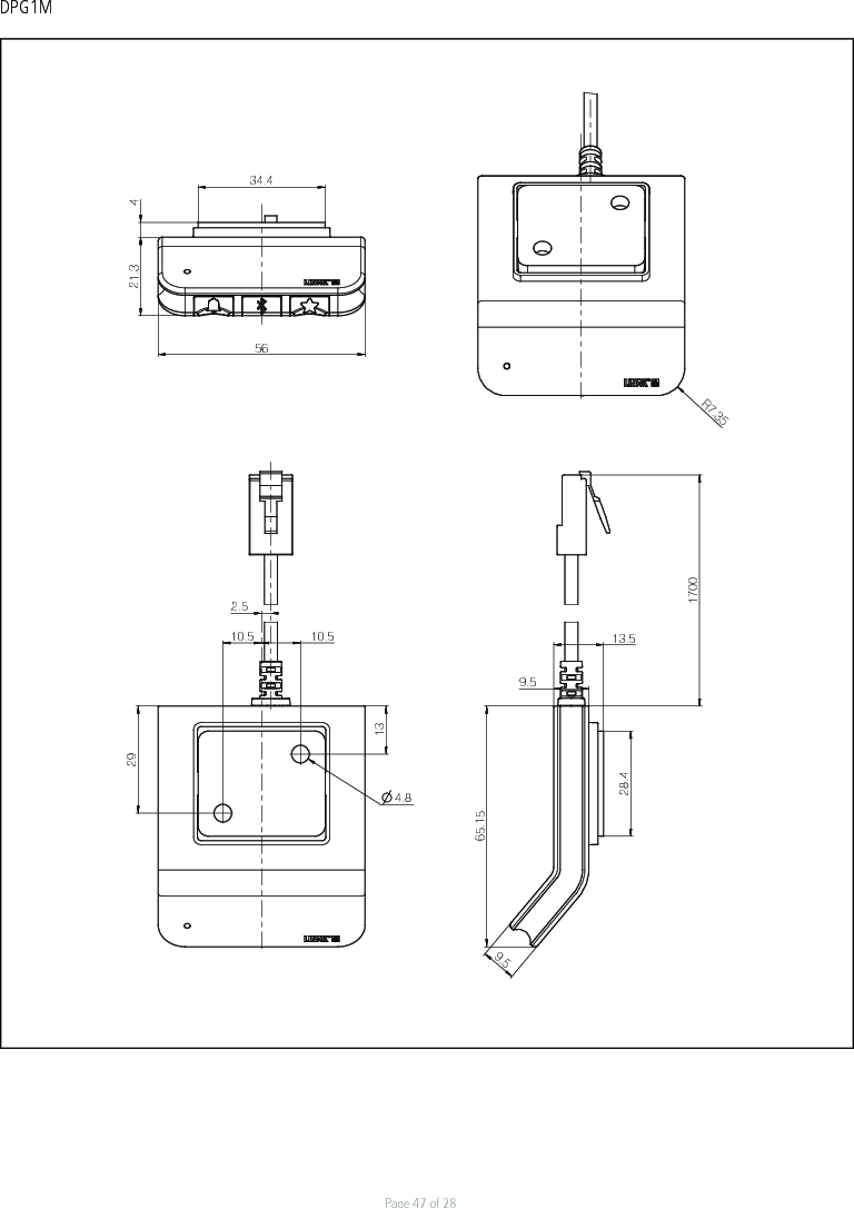 Page 47 of 28DPG1MDrawing No.: DPG1M34.4421.356R7.35170013.59.510.5 10.529134.89.528.465.152.5Drawing No.: DPG1M