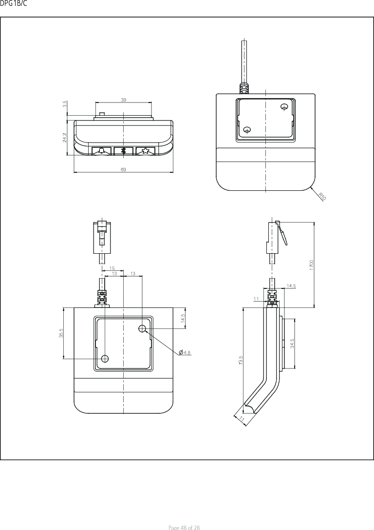 Page 48 of 28DPG1B/CDrawing No.: DPG1B-1C393.524.2691514.535.513 134.8111114.534.51700R1073.5Drawing No.: DPG1B-1C