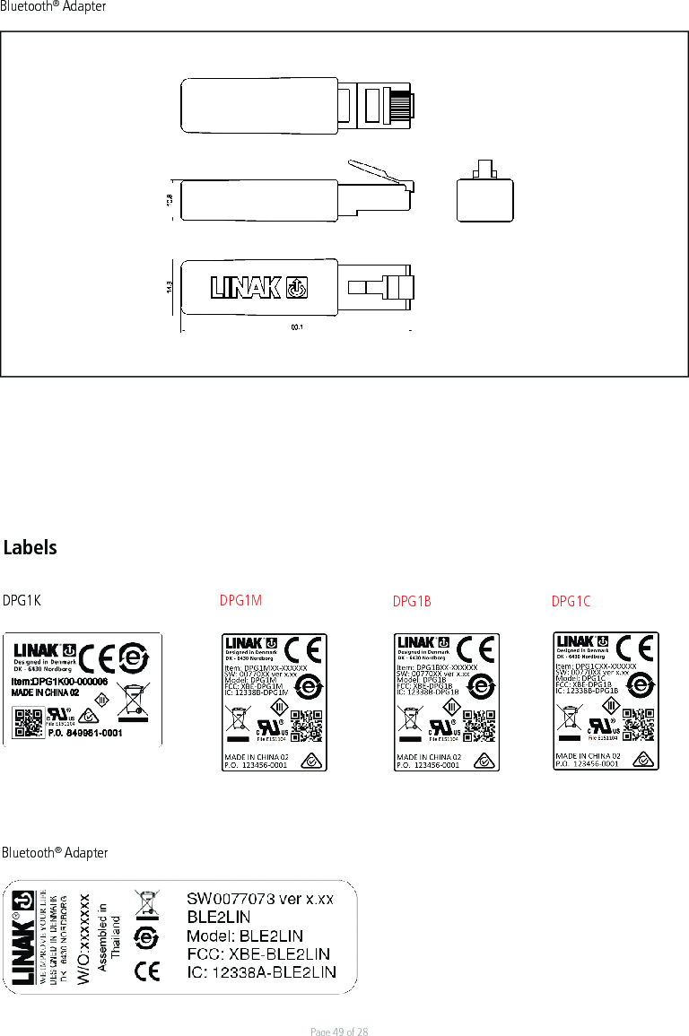 Page 49 of 28Bluetooth® AdapterLabelsDPG1K DPG1M DPG1B DPG1CBluetooth® Adapter