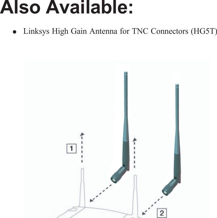 Also Available:· Linksys High Gain Antenna for TNC Connectors (HG5T)
