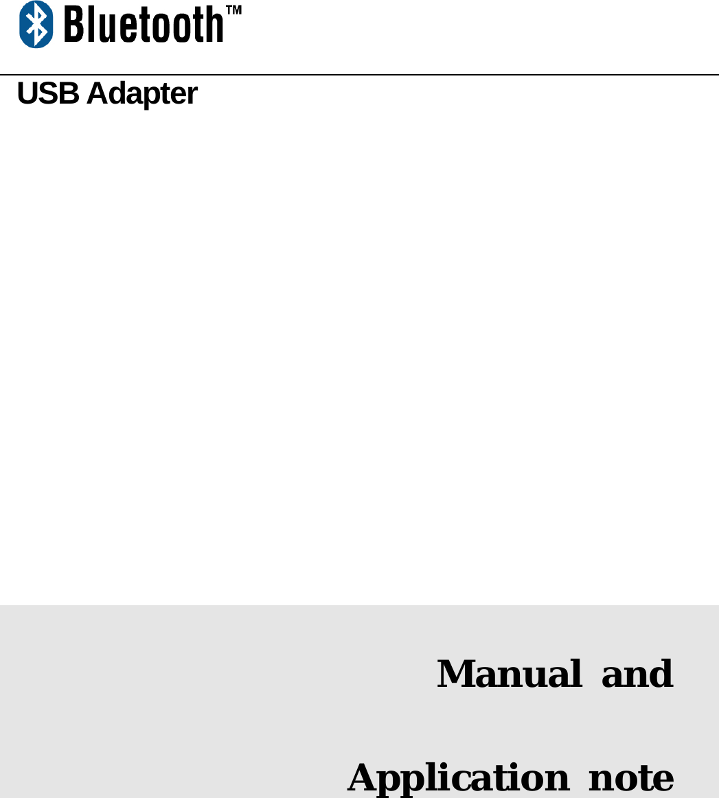  USB Adapter          Manual and Application note3.0