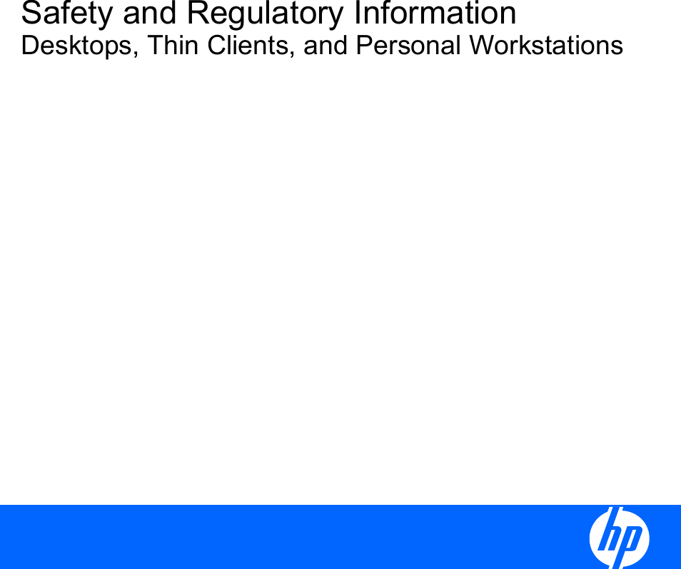 Safety and Regulatory InformationDesktops, Thin Clients, and Personal Workstations