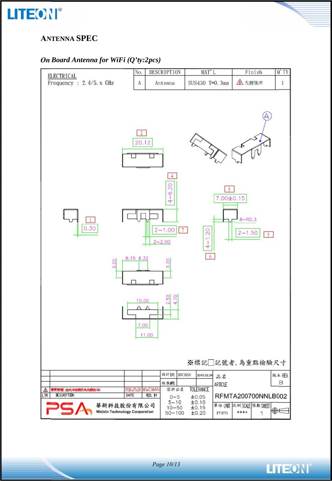         ANOn NTENNA SPBoard AntePEC enna for WWiFi (Q’ty:2p2pcs) Page 10/13 