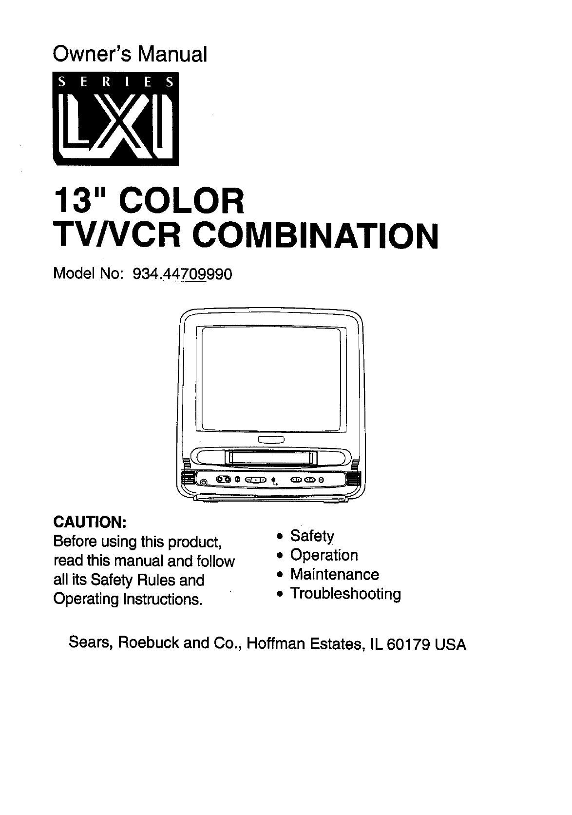 LXI 93444709990 User Manual 13 COLOR TV/VCR COMBINATION Manuals And ...