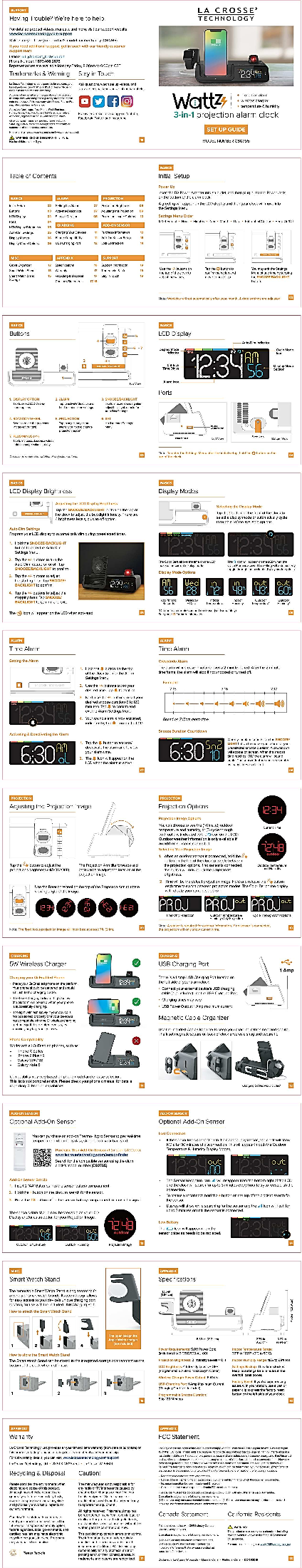 La Crosse Technology C80765 PROJECTION ALARM CLOCK User Manual Full