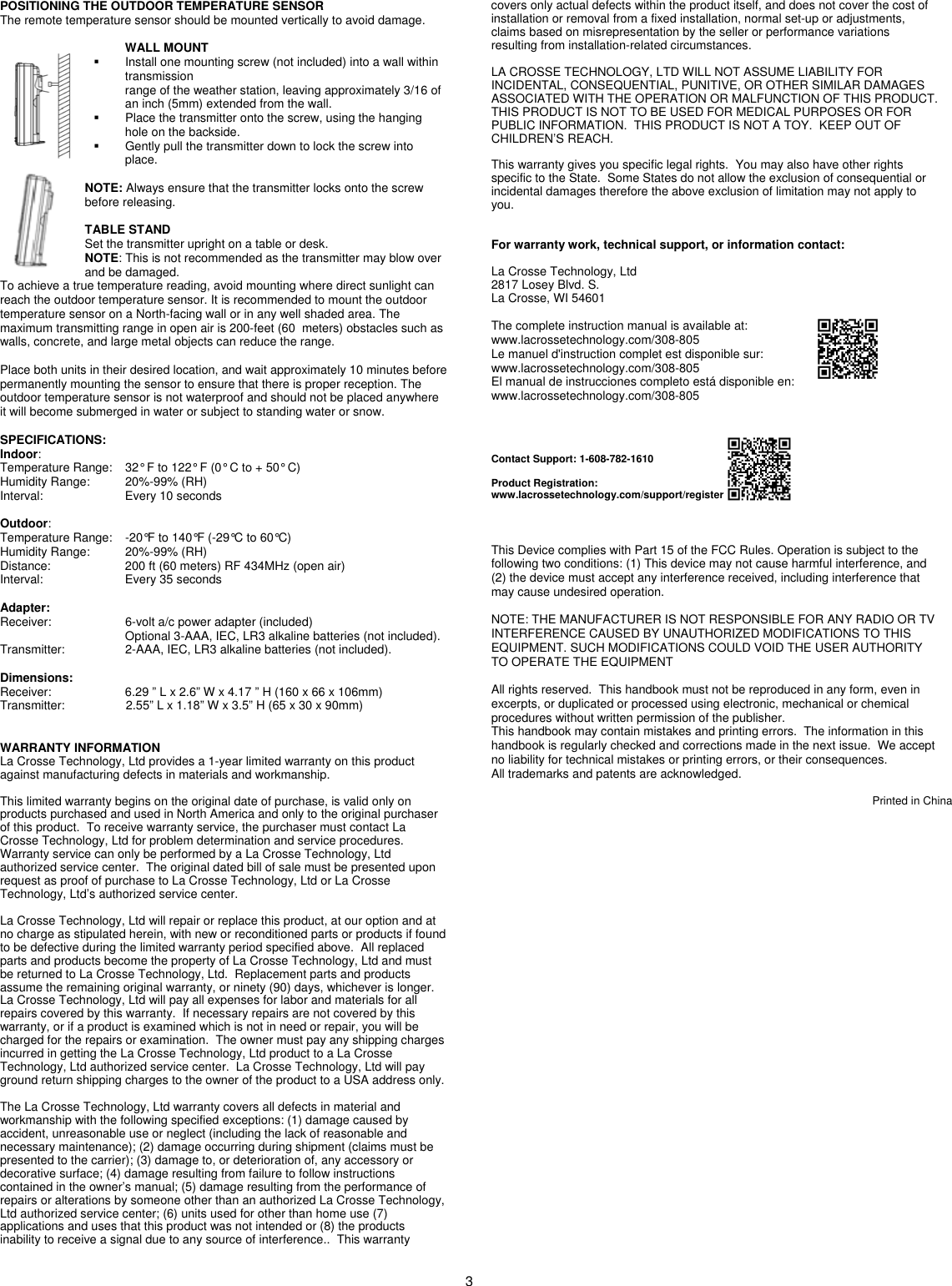 Page 3 of 3 - La-Crosse-Technology La-Crosse-Technology-308-805-Users-Manual 308-805_Manual_V6_10-26-11