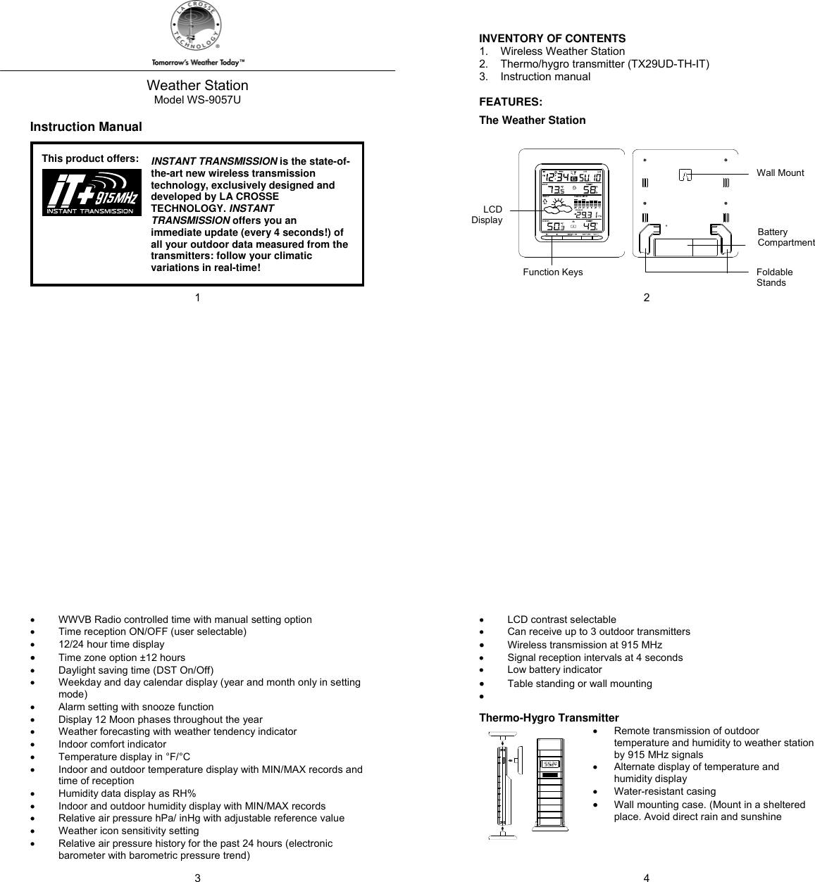 Page 1 of 12 - La-Crosse-Technology La-Crosse-Technology-Ws-9057U-Users-Manual-  La-crosse-technology-ws-9057u-users-manual