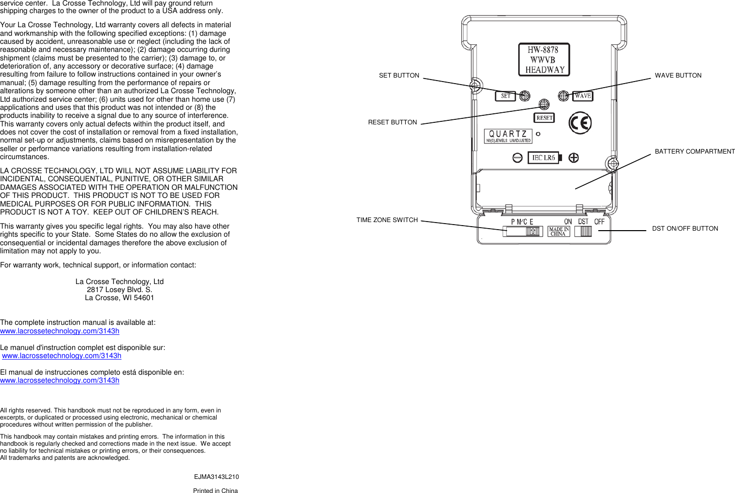 La Crosse Technology Wt 3143H Users Manual