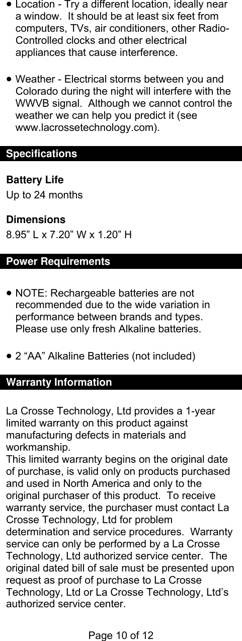 Page 10 of 12 - La-Crosse-Technology La-Crosse-Technology-Wt-8005U-Users-Manual-  La-crosse-technology-wt-8005u-users-manual