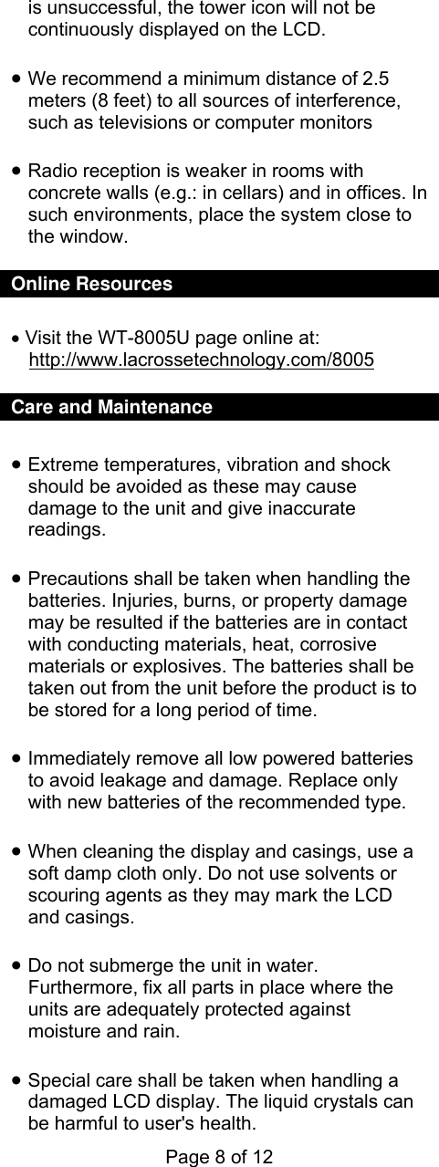 Page 8 of 12 - La-Crosse-Technology La-Crosse-Technology-Wt-8005U-Users-Manual-  La-crosse-technology-wt-8005u-users-manual