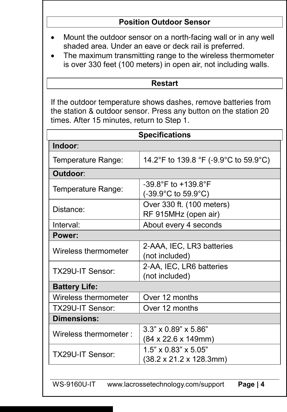 Page 4 of 6 - La-Crosse La-Crosse-Ws-9160U-It-Instruction-Manual-1003420 ManualsLib - Makes It Easy To Find Manuals Online! User Manual