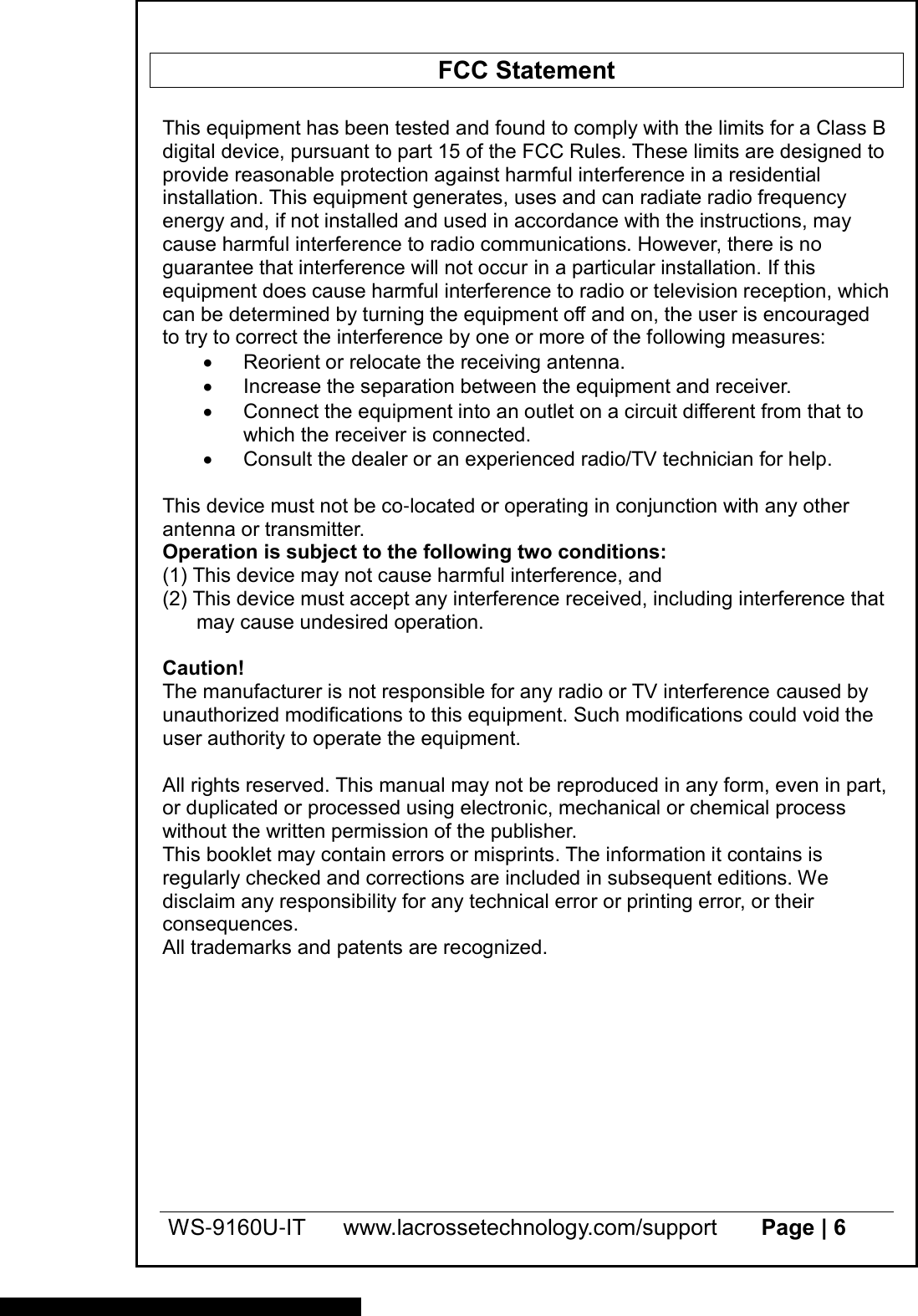 Page 6 of 6 - La-Crosse La-Crosse-Ws-9160U-It-Instruction-Manual-1003420 ManualsLib - Makes It Easy To Find Manuals Online! User Manual