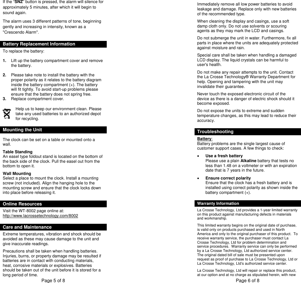 Page 3 of 4 - La-Crosse La-Crosse-Wt-8002U-Instruction-Manual- ManualsLib - Makes It Easy To Find Manuals Online!  La-crosse-wt-8002u-instruction-manual