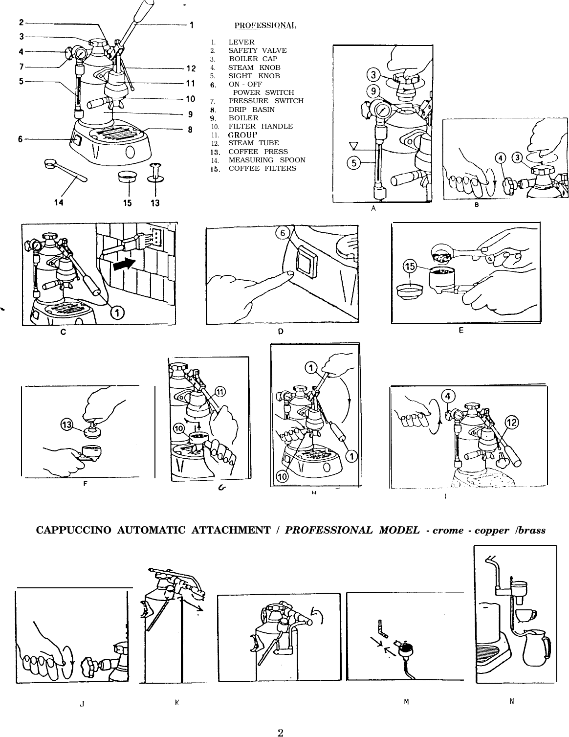 Page 2 of 8 - La-Pavoni La-Pavoni-Pc-16-Users-Manual- Pavoni Professional Manual  La-pavoni-pc-16-users-manual