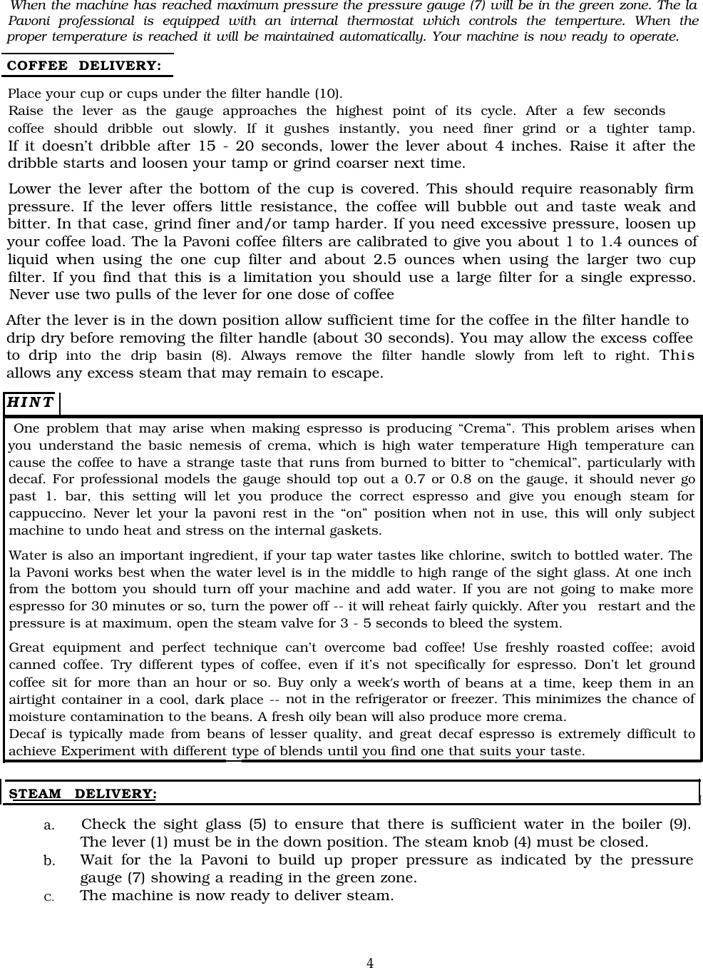 Page 4 of 8 - La-Pavoni La-Pavoni-Pc-16-Users-Manual- Pavoni Professional Manual  La-pavoni-pc-16-users-manual