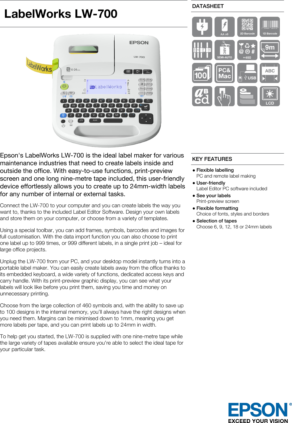 Labelzone Labelworks Lw 700 Datasheet User Manual Label Works Labelzone Labelworks Lw 700 Datasheet User Manual Label Works