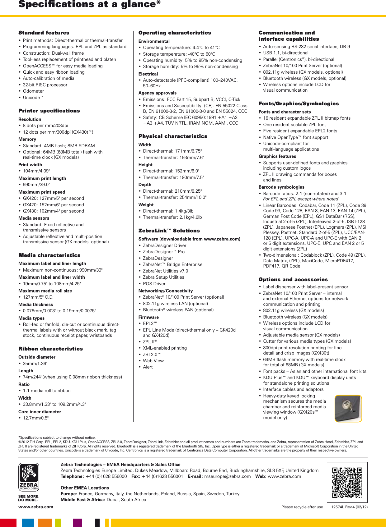 Page 2 of 2 - LabelZone Zebra Gk420D 203Dpi Label Printer User Manual